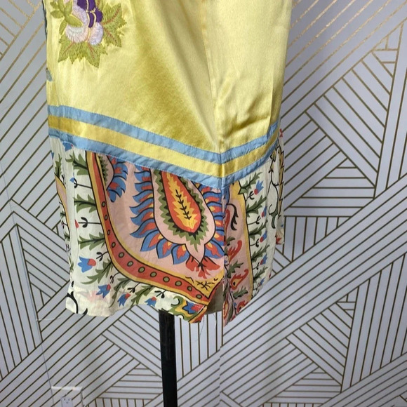 Johnny Was Mistic Paneled & Printed Tunic Top Yellow Floral Size US Small - Picture 6 of 11